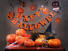 Halloweenbanner mit Schriftzug, orange, 13 x 210 cm