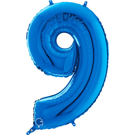 Folienballon Nummer 9 Blau, 66 cm Grabo