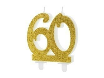 Birthday candle '60', sixty gold, 7.5 cm