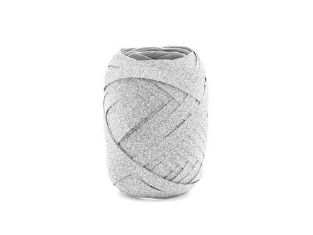 Plastic ribbon, silver, 5mm / 10m