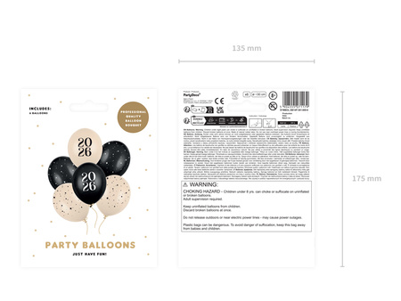 Balony Strong Happy New Year 2026 Pastel Mix 30cm 6 szt