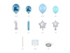 Bouquet of 1 year balloons, Number 1 blue, 90x140 cm