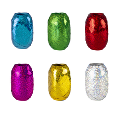 Ribbon for balloons, Holographic Mix Color 10m. 6 pcs