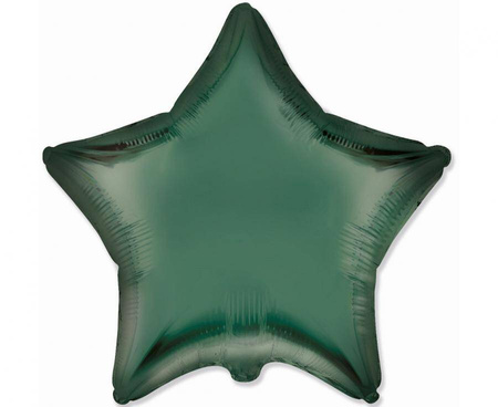 Foil balloon dark green, star, 45cm, Flexmetal