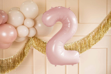 The number 2 Foil balloon, 72cm, light pink