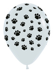 Sempertex Latexballons, Paws - White Pfotenabdrücke, Hund, 30 cm, 25 Stk.