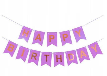 Girland - HAPPY BIRTHDAY-Banner, fuchsia holo