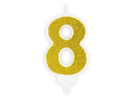 8 digit birthday candle, gold