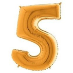 Balon Foliowy Cyfra 5, Złota, 66 cm Grabo