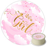 Baby Shower Girl cake topper edible wafer round 20 cm premium, vegan, gluten-free, cut