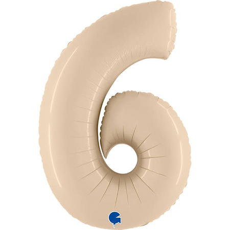 Folienballon Nummer 6, Satin Creme 66cm Grabo