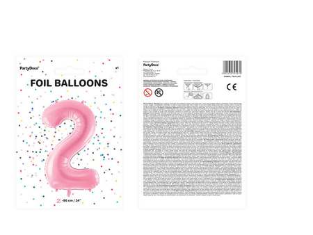 The number 2 Foil balloon, 86cm pink