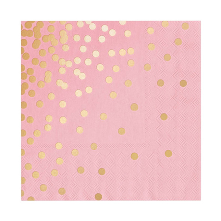 Pink napkins with golden dots 33x33cm, 10 pcs.