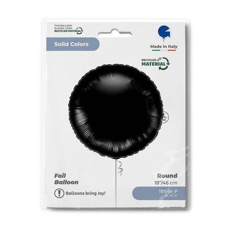 Folienballon, rund, schwarz 46 cm, Grabo