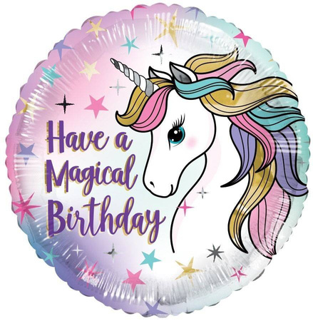 Eco Foil Balloon Unicorn Have A Magical Birthday, 46cm