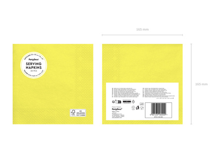 Paper napkins Yellow 33x33cm 20 pcs