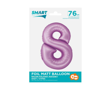 Number 8 foil balloon, violet, matte Smart, 76cm