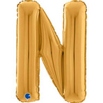 Foil balloon letter N, 66cm, gold