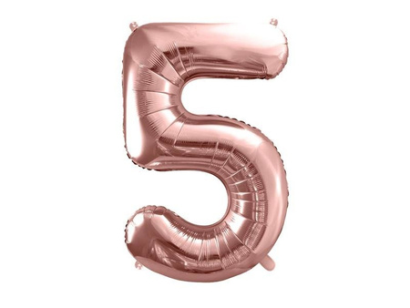 Foil balloon digit '5', 86cm, pink gold