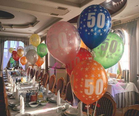 Latex balloons with number '40', 30cm metallic mix various colors (1 op. / 6 pcs.)