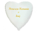 Foiled Heart Balloon, white, First Communion + name