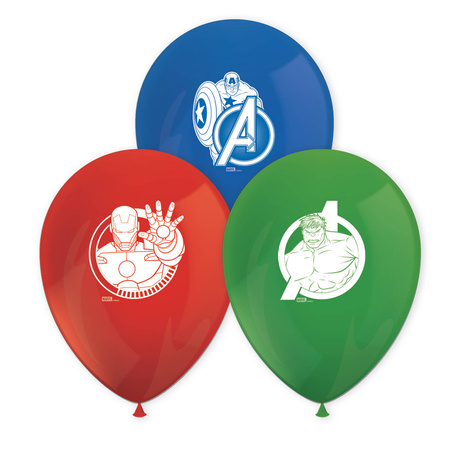 Latex balloons Avengers mix 28 cm, 8 pcs.