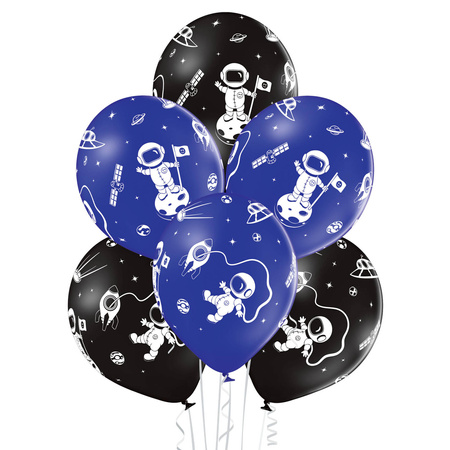 Balony lateksowe Happy Birthday Kosmos astronauta 30 cm, 6 szt