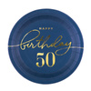 aper plate Happy Birthday 50, navy blue 18cm 6pcs.