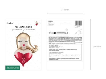 Balon foliowy Dziewczyna kremowy czerwony 74,5cm