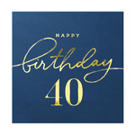 Happy Birthday napkins 40 navy blue 10 pcs.