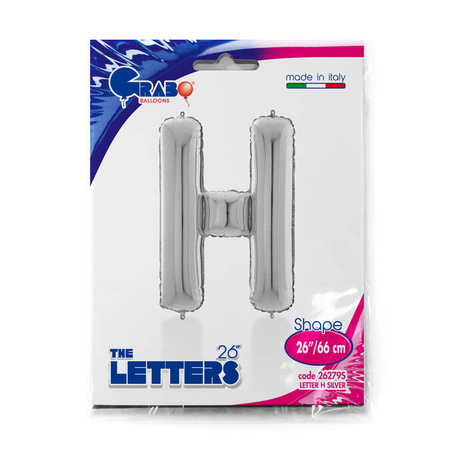 Foil balloon letter H, 66cm, silver