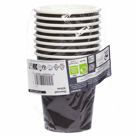 Black Paper Cups, 237 ml, 8 pcs