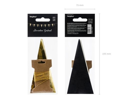 Garland Flags - flagietki mix of black and gold, 2.15 m