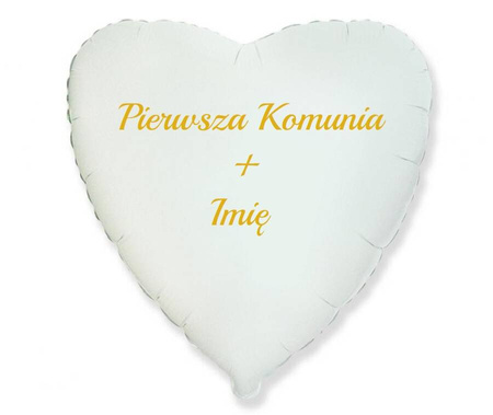 Foiled Heart Balloon, white, First Communion + name