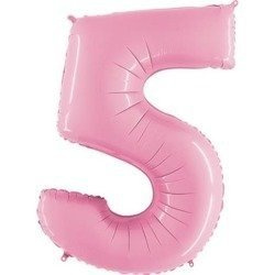 Foil balloon Digit 5, powder pink, 102cm Grabo