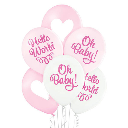 Balony lateksowe Oh baby girl 30 cm, 6 szt