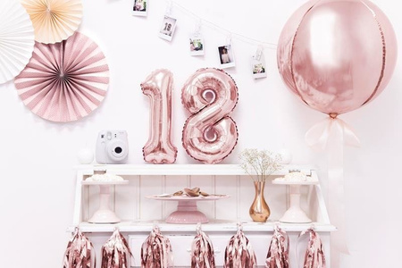 Balony Foliowe Cyfry 18 Urodziny Rose Gold 35cm, Zestaw na Osiemnastkę