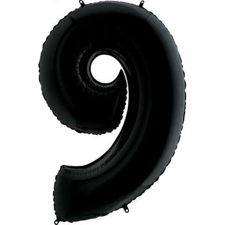 Foil balloon Digit 9, black, 102cm Grabo