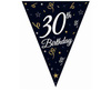 Paper garland, flags, black bunting, 30th birthday, 270 cm