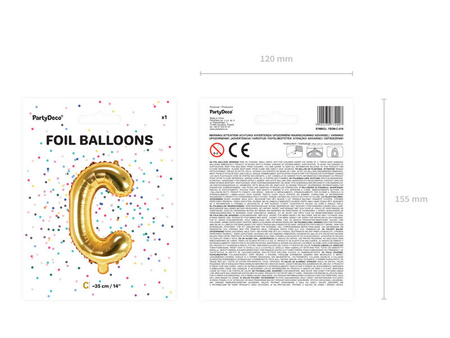 Foil balloon letter C, 35cm, gold