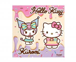 Papierservietten Hello Kitty und Kuromi 33x33 cm 20 Stk