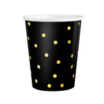 Pappbecher schwarz mit goldenen Punkten, 200 ml 6 Stück.