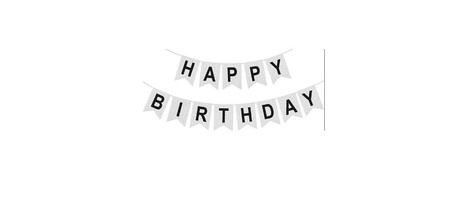 Banner Happy Birthday Silver Black 180 cm