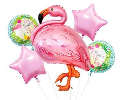 Folienballons - Flamingo Set, Happy Birthday 5 Stk.