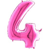 The foil balloon number 4 Fuchsia Purple - 102 cm Grabo