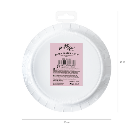 Papier-Rosa-Pappteller in Blumen, 6 Stück