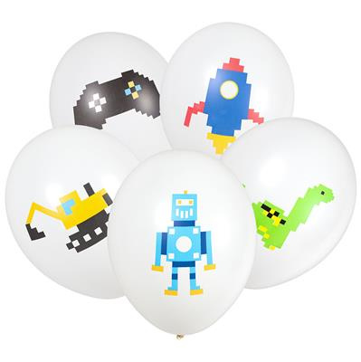Latex Luftballons Blöcke Pixel Spiel Thema - 28 cm, 5 Stück