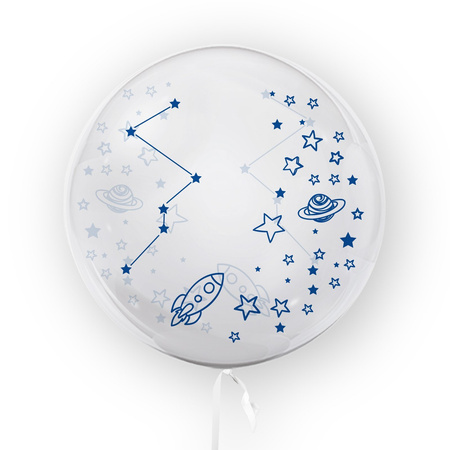 Transparent balloon with space print, 45cm