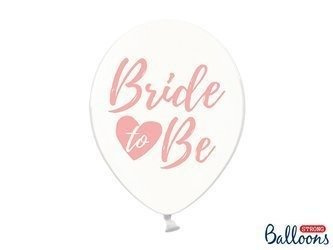 Crystal Clear Ballons, transparent mit Schriftzug Bride to be, 30 cm (1/6 Stück)