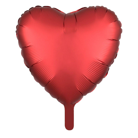 Balon Foliowy Serce, czerwone matowe, 46 cm
